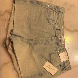 Reformation Olive Green Denim Shorts